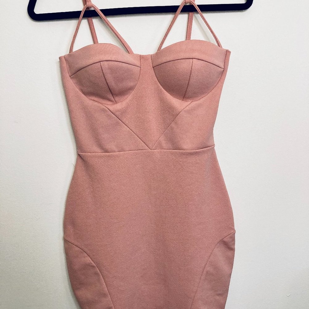 Pretty Little Thing blush corset top mini dress